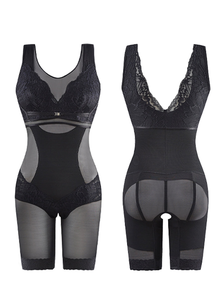 Lace V-neck Mesh Shapewear